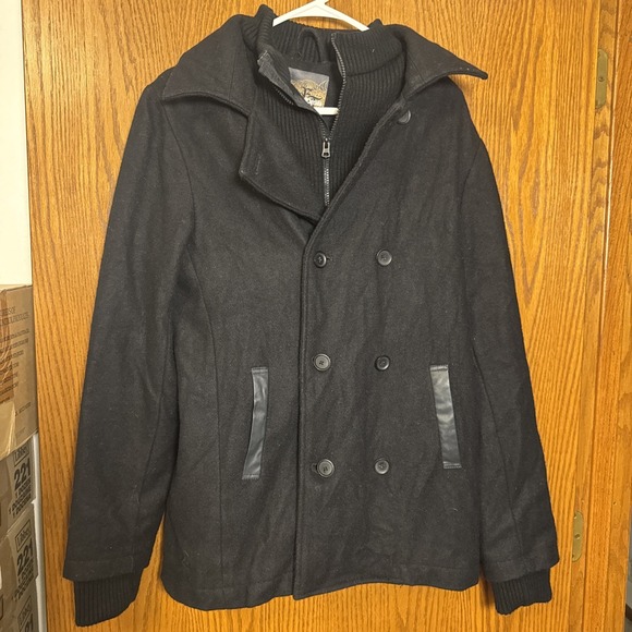 Epic‎ Threads Boys Wool Blend Peacoat Jacket XL Black Zip Collar - Picture 1 of 7
